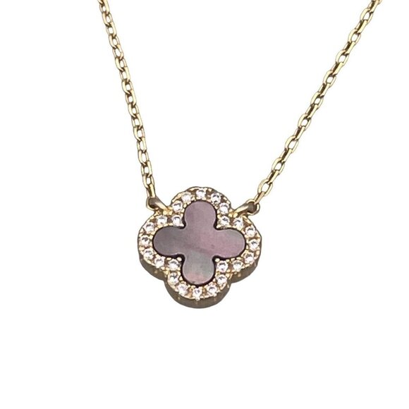 N/A Jewelry - 925 Sterling Diamonds Floral Mini Pendant Chain Necklace 15.5 to 17 Inches